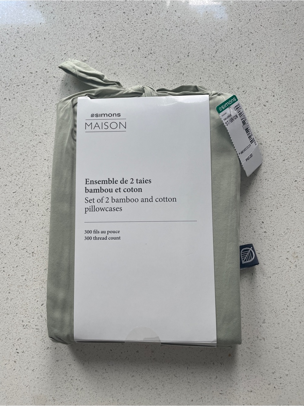 Simons MAISON Bamboo-Cotton Pillowcase Set in Sage Green